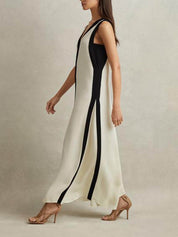 Robe longue Colorblock réversible trapèze
