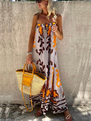 Robe longue ample imprimée ethnique