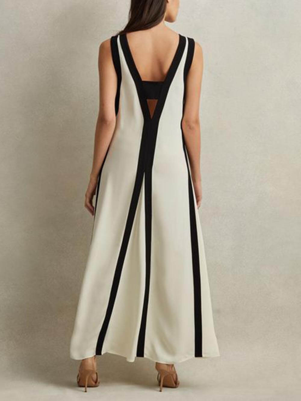 Robe longue Colorblock réversible trapèze