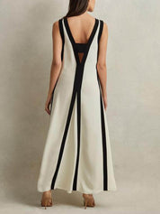 Robe longue Colorblock réversible trapèze