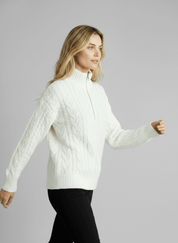 Pull Amy zippé — Blanc (zip noir)