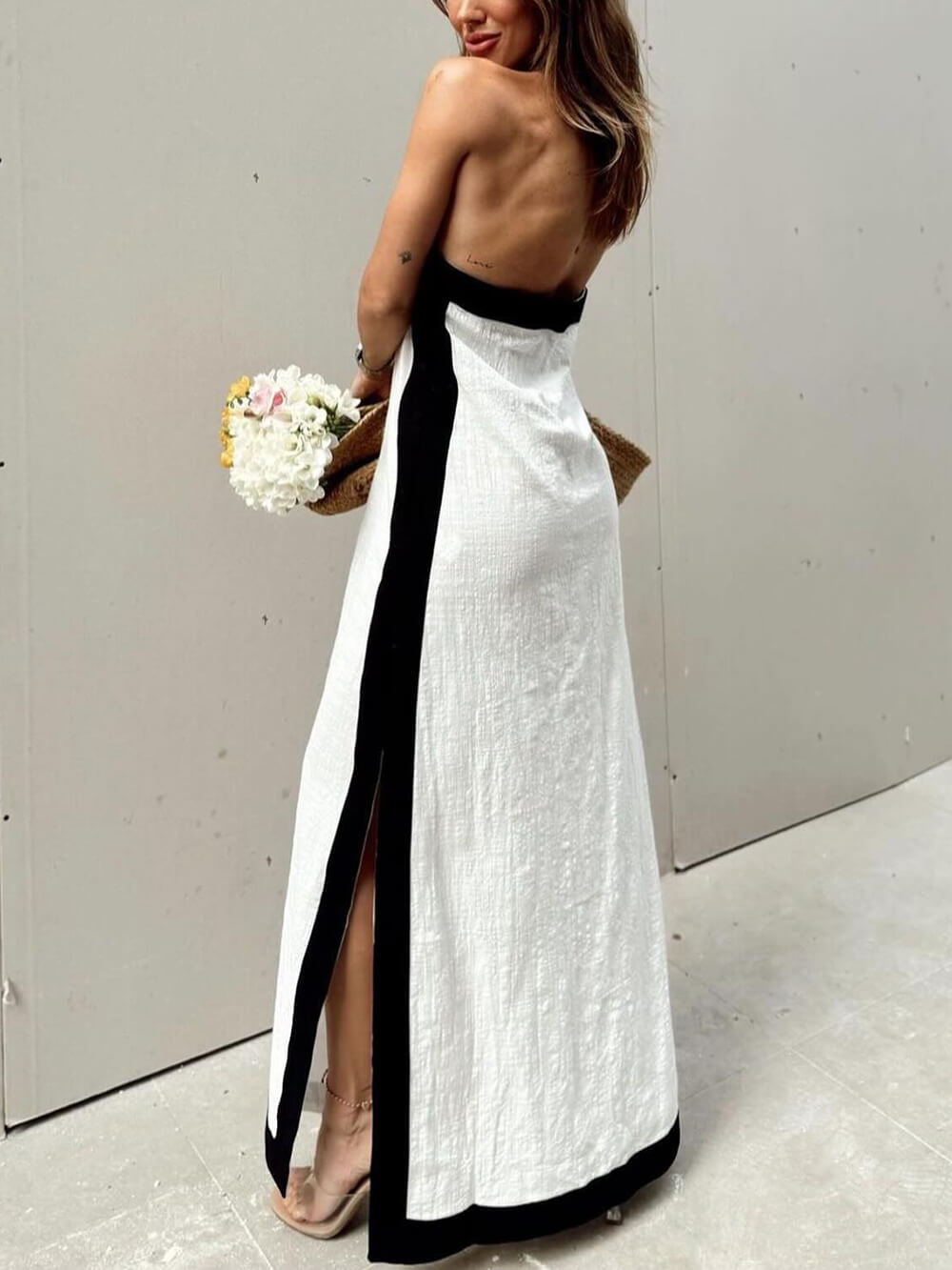 Robe longue col licou fendue