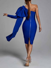 Robe Abbey asymétrique une épaule bandage