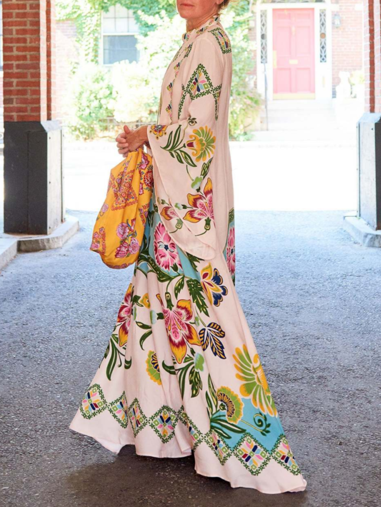 Robe longue raffinée fluide à imprimé floral