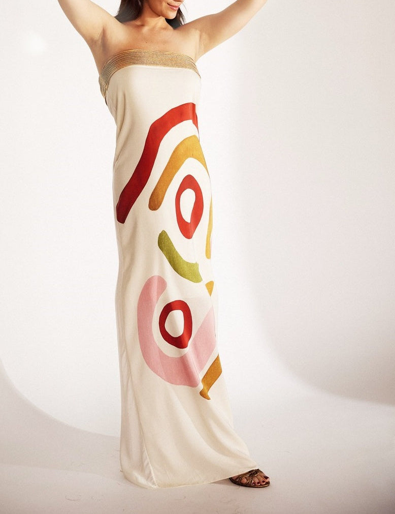 Robe mi-longue unique imprimé