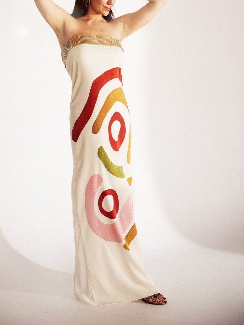Robe mi-longue unique imprimé