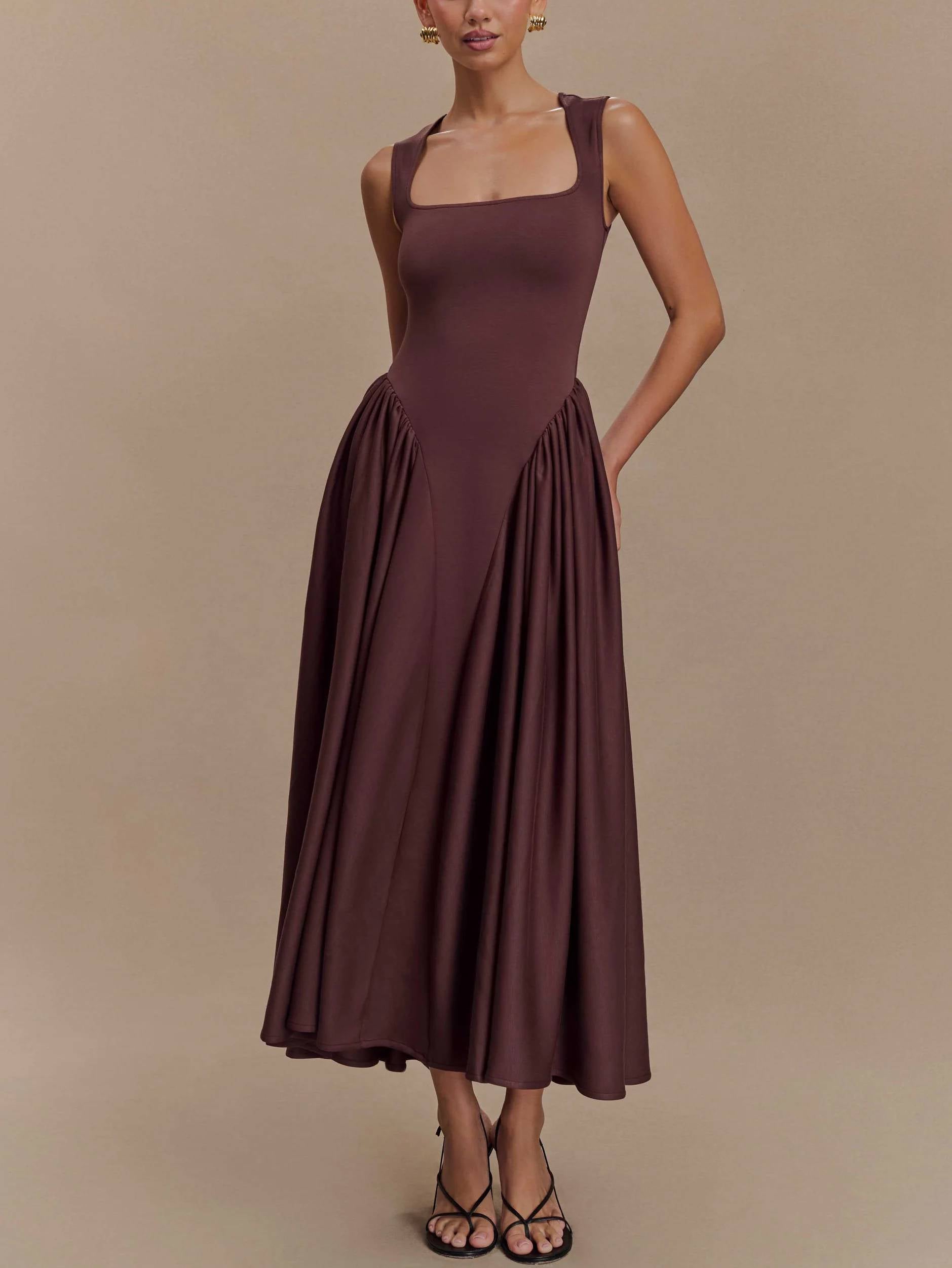 Robe Minimalist rétro col carré