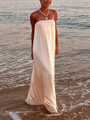 Robe longue élégante de soirée en satin