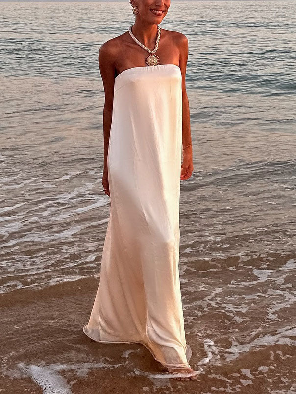 Robe longue élégante de soirée en satin