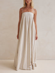 Robe longue décontractée rayée col licou