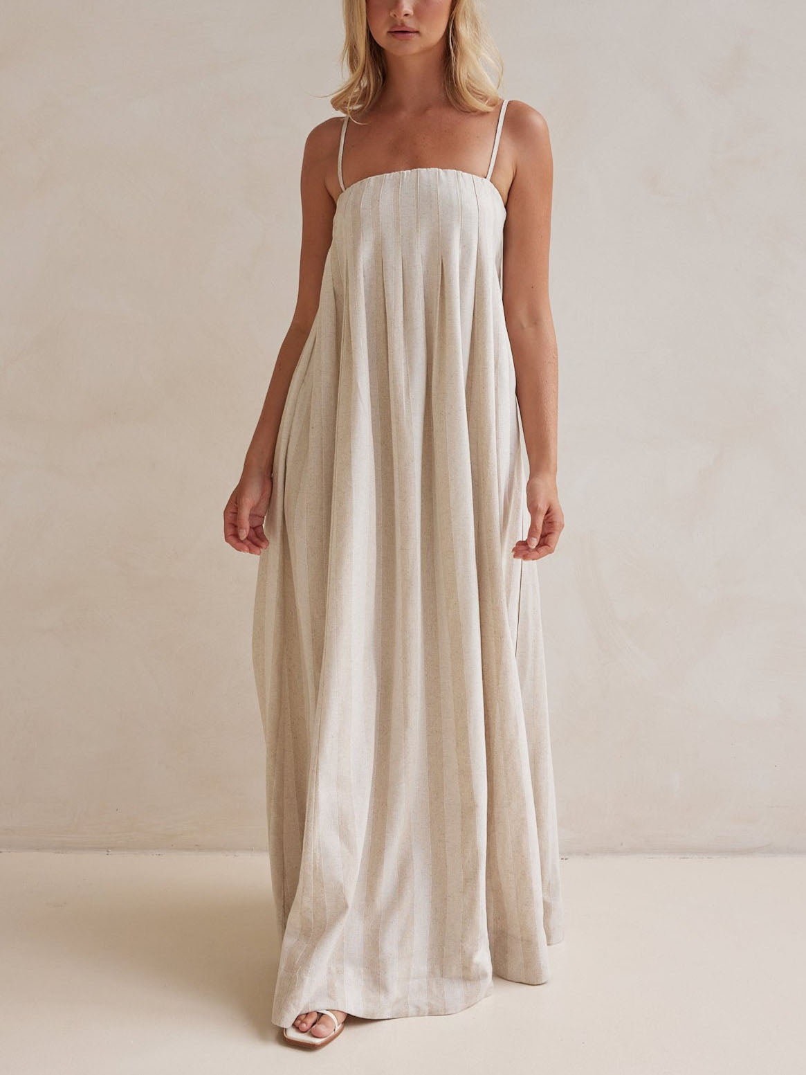 Robe longue décontractée rayée col licou