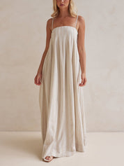 Robe longue décontractée rayée col licou