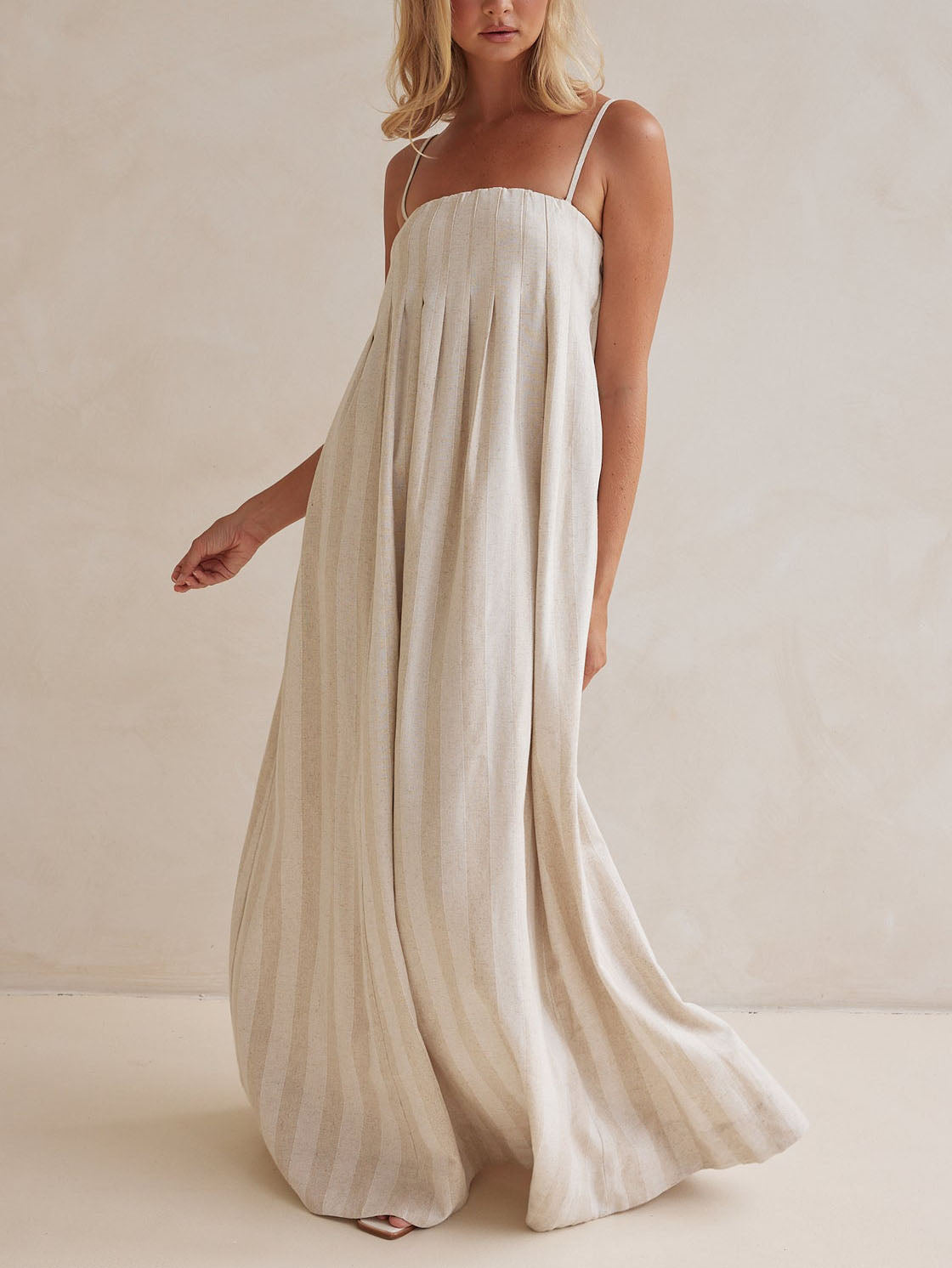 Robe longue décontractée rayée col licou