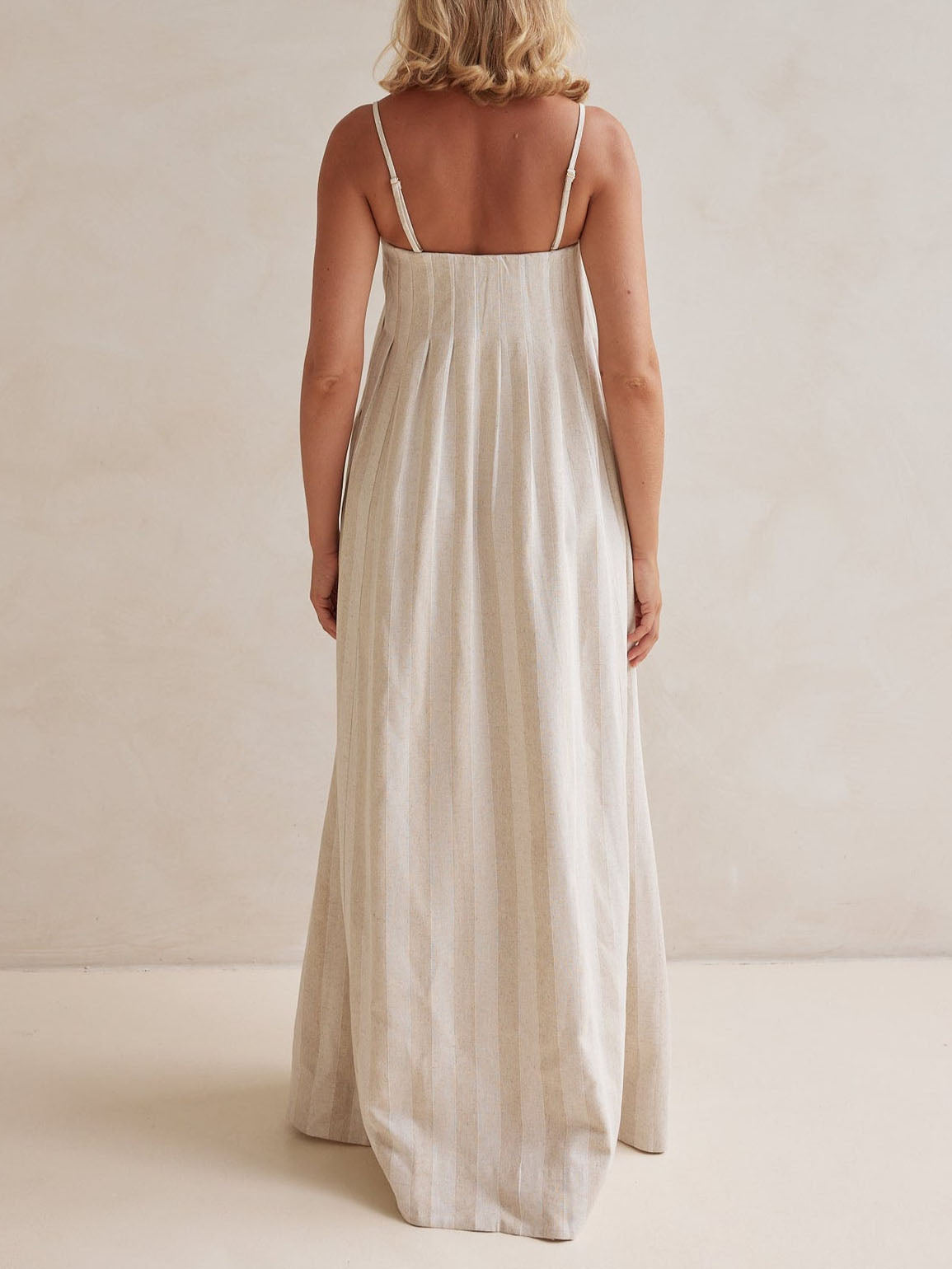 Robe longue décontractée rayée col licou