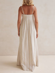 Robe longue décontractée rayée col licou