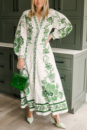 Robe longue unique manches longues boutonnée