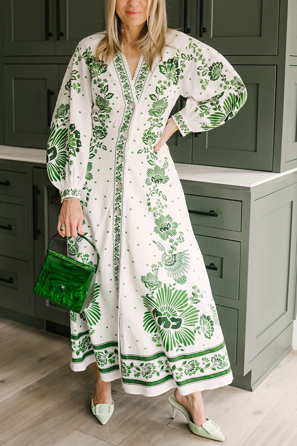 Robe longue unique manches longues boutonnée