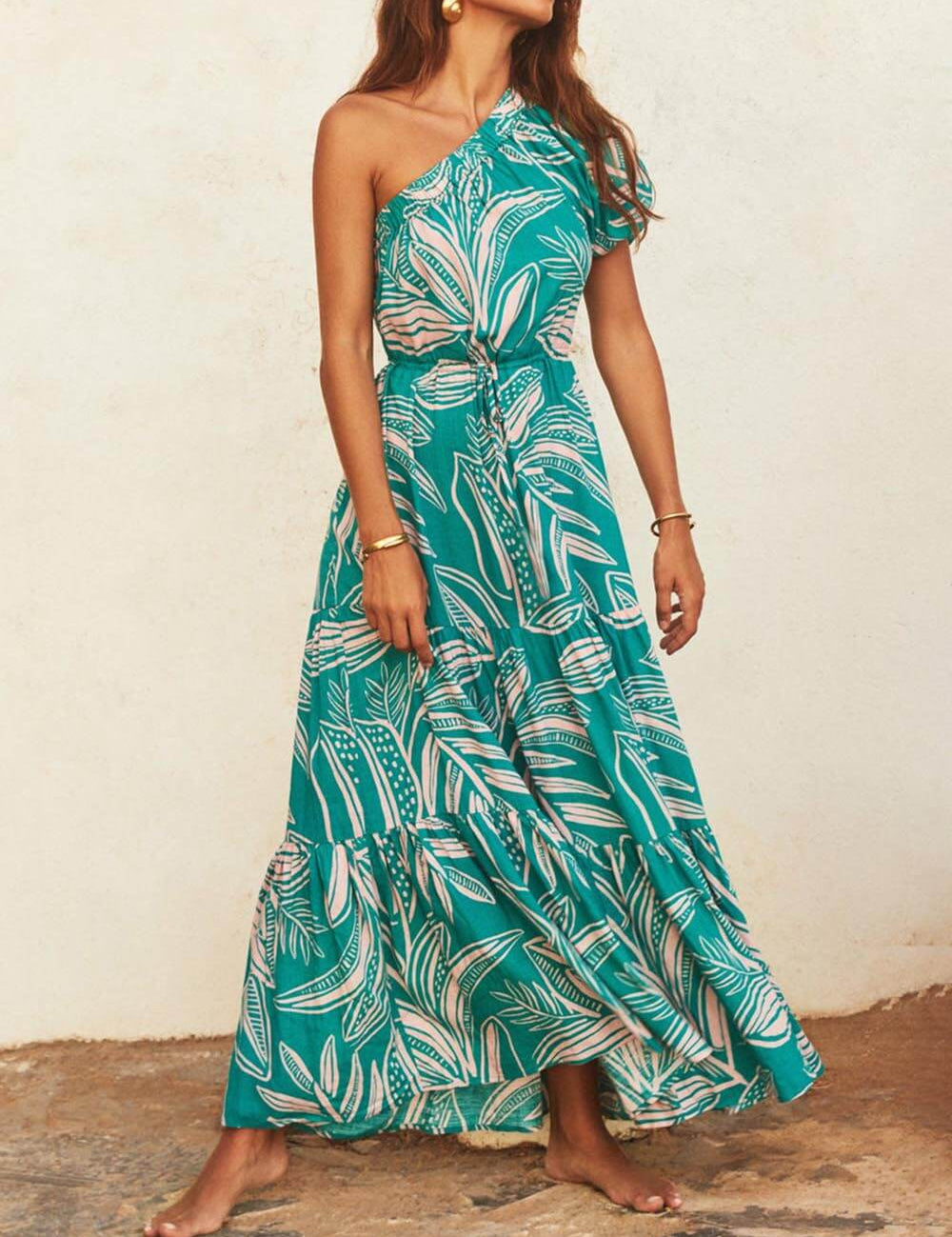 Robe Off-shoulder fleurie de vacances imprimé