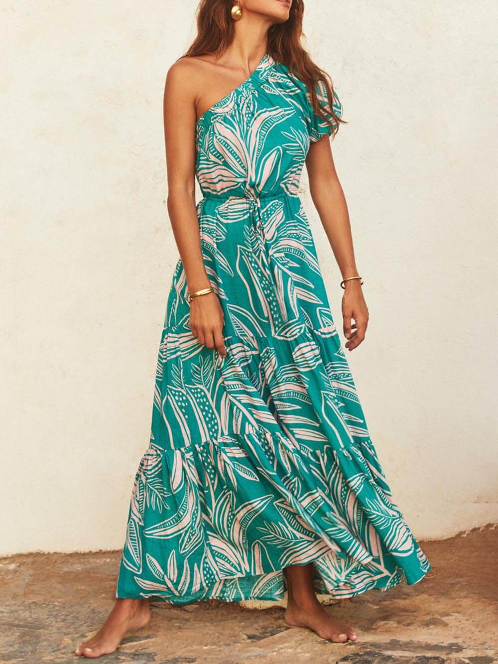Robe Off-shoulder fleurie de vacances imprimé