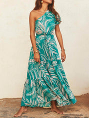Robe Off-shoulder fleurie de vacances imprimé