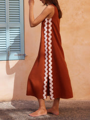 Robe Stripes ample fendue