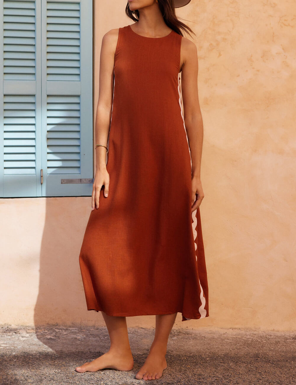 Robe Stripes ample fendue