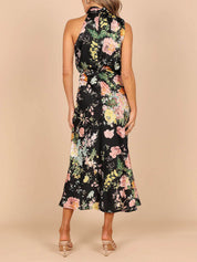 Robe longue fleurie col licou