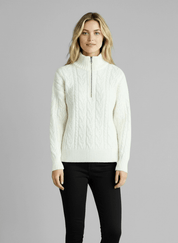 Pull Amy zippé — Blanc (zip noir)