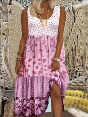 Robe mi-longue Luna bohème patchwork