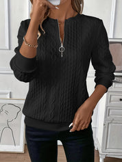 Pull Amy zippé — Blanc (zip noir)