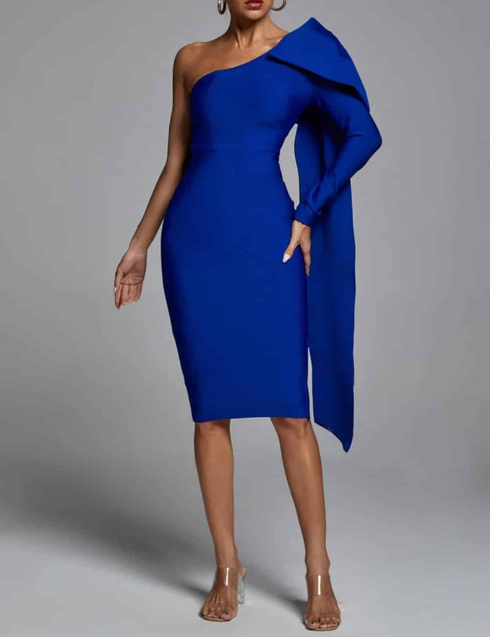 Robe Abbey asymétrique une épaule bandage