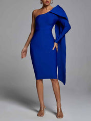 Robe Abbey asymétrique une épaule bandage