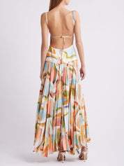 Robe longue unique abstraite plissée