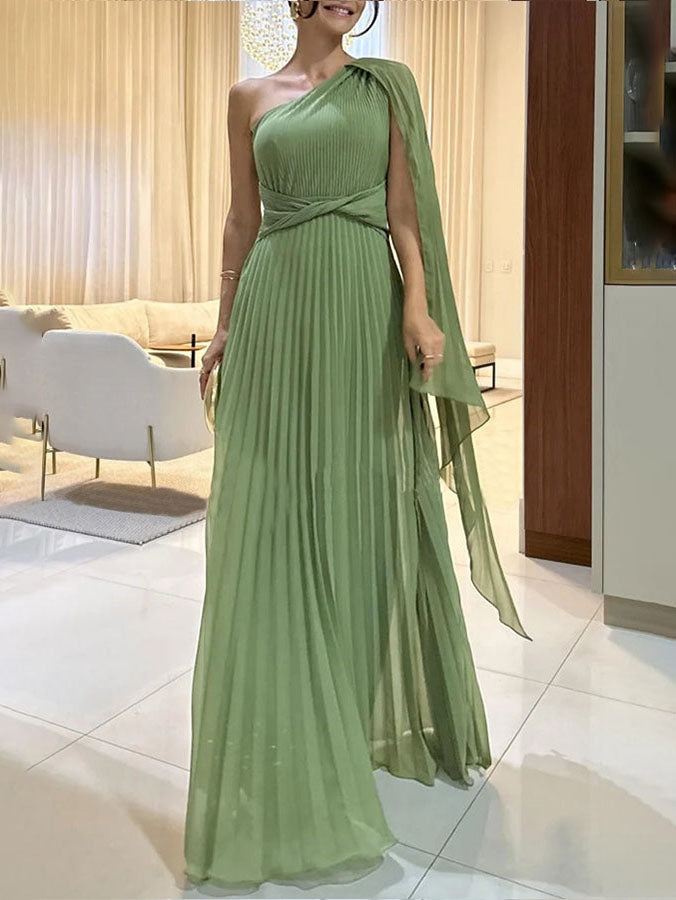 Robe longue élégante fluide plissée