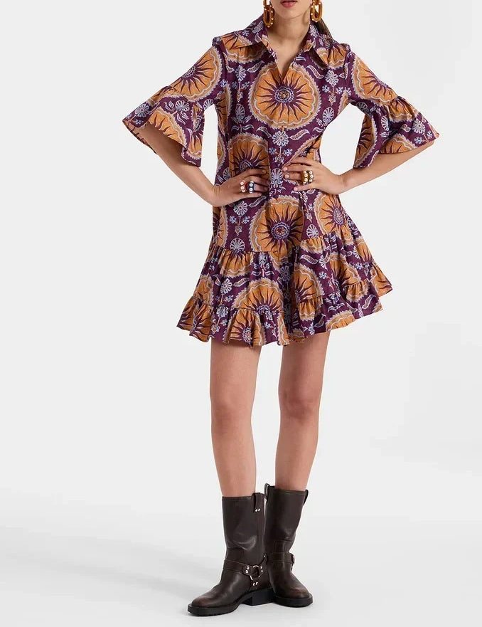 Robe courte taille basse à étages