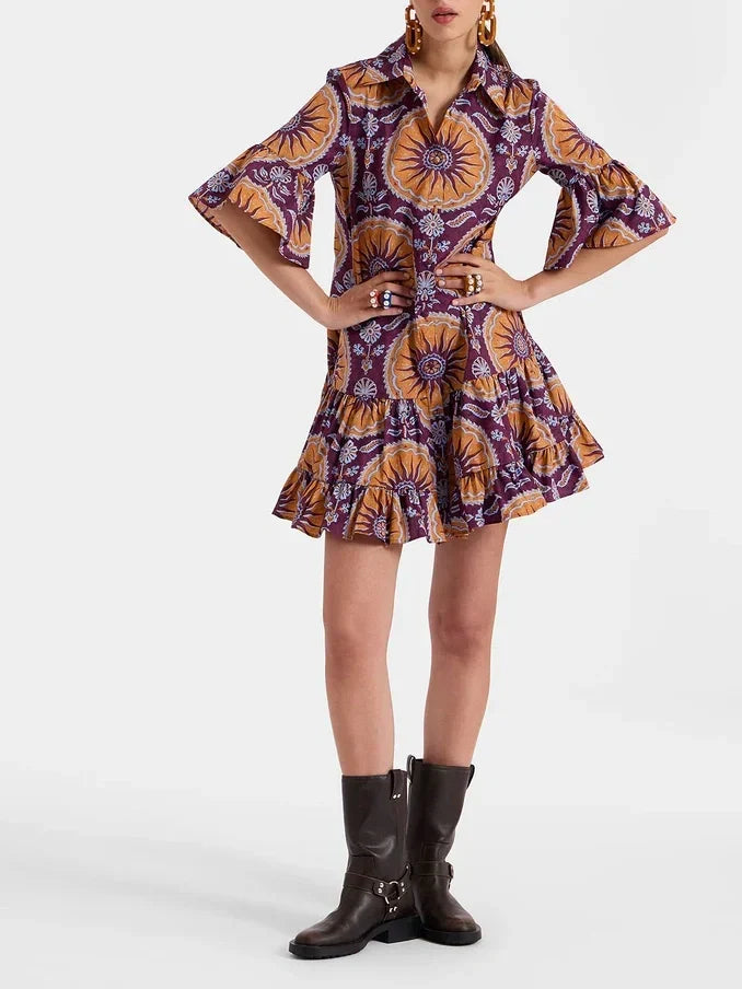 Robe courte taille basse à étages