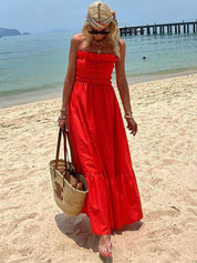 Robe longue épaules dénudées de vacances