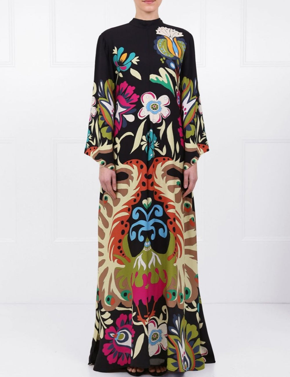 Robe longue Peacock imprimée