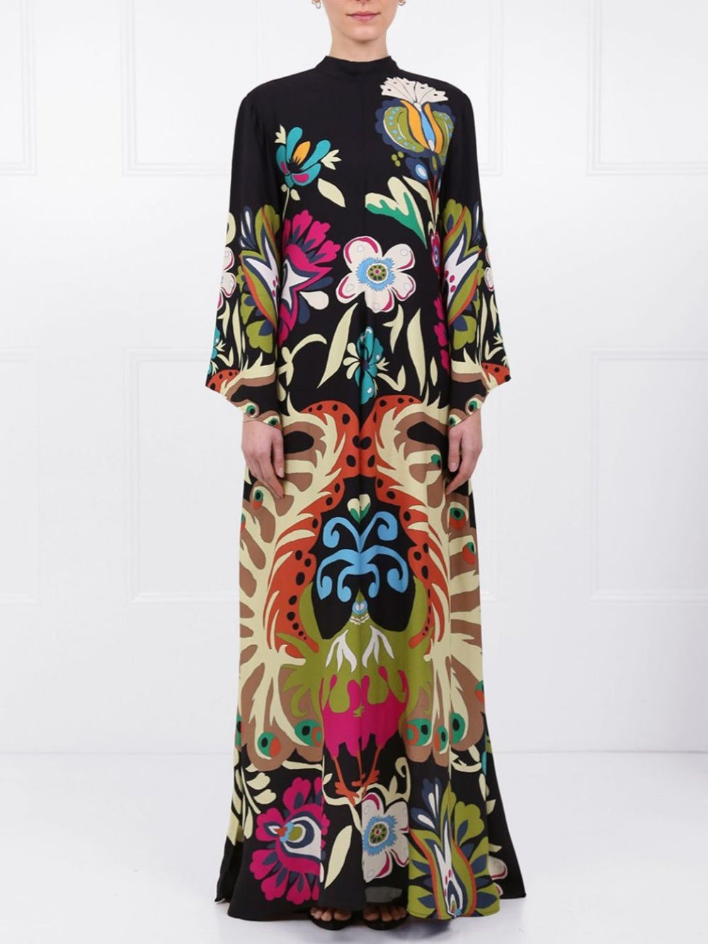Robe longue Peacock imprimée