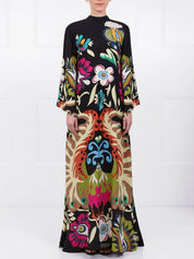 Robe longue Peacock imprimée