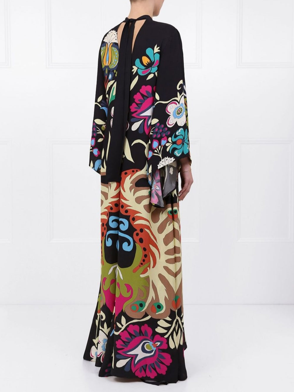 Robe longue Peacock imprimée