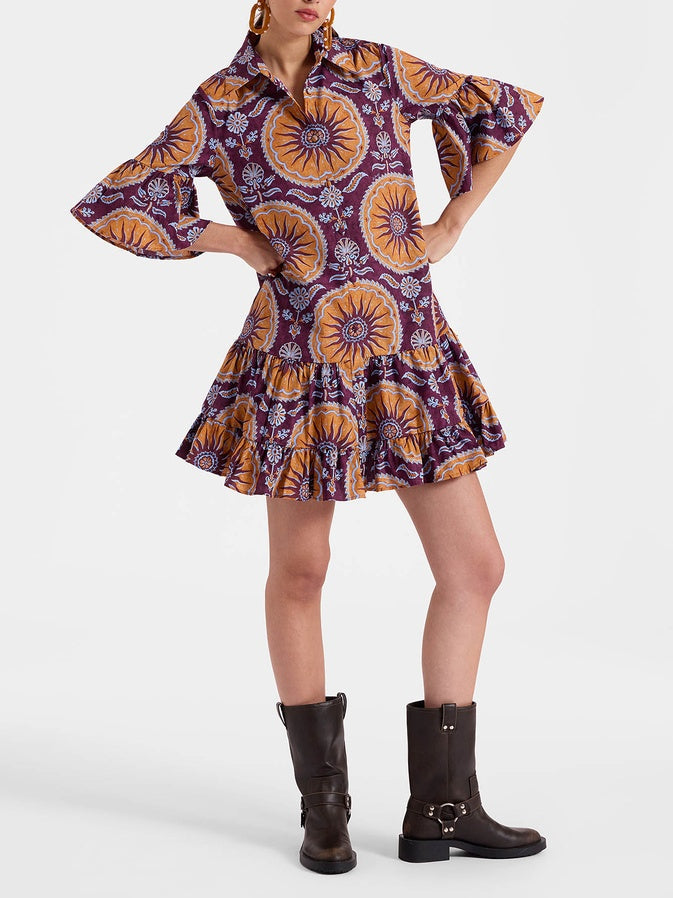 Robe courte taille basse à étages