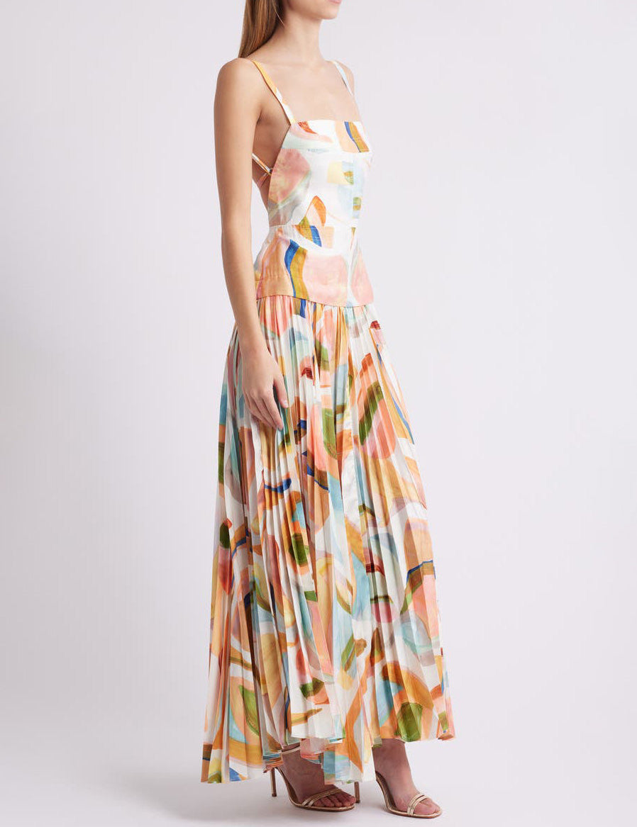 Robe longue unique abstraite plissée