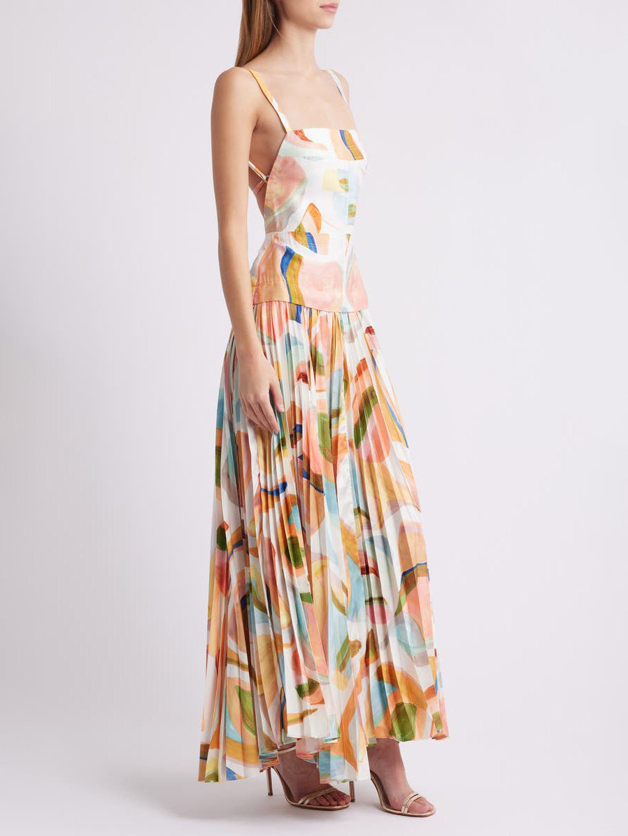 Robe longue unique abstraite plissée