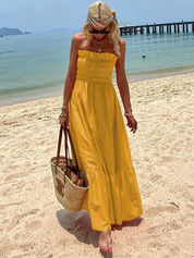 Robe longue épaules dénudées de vacances