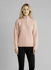 Pull Amy zippé — Blanc (zip noir)