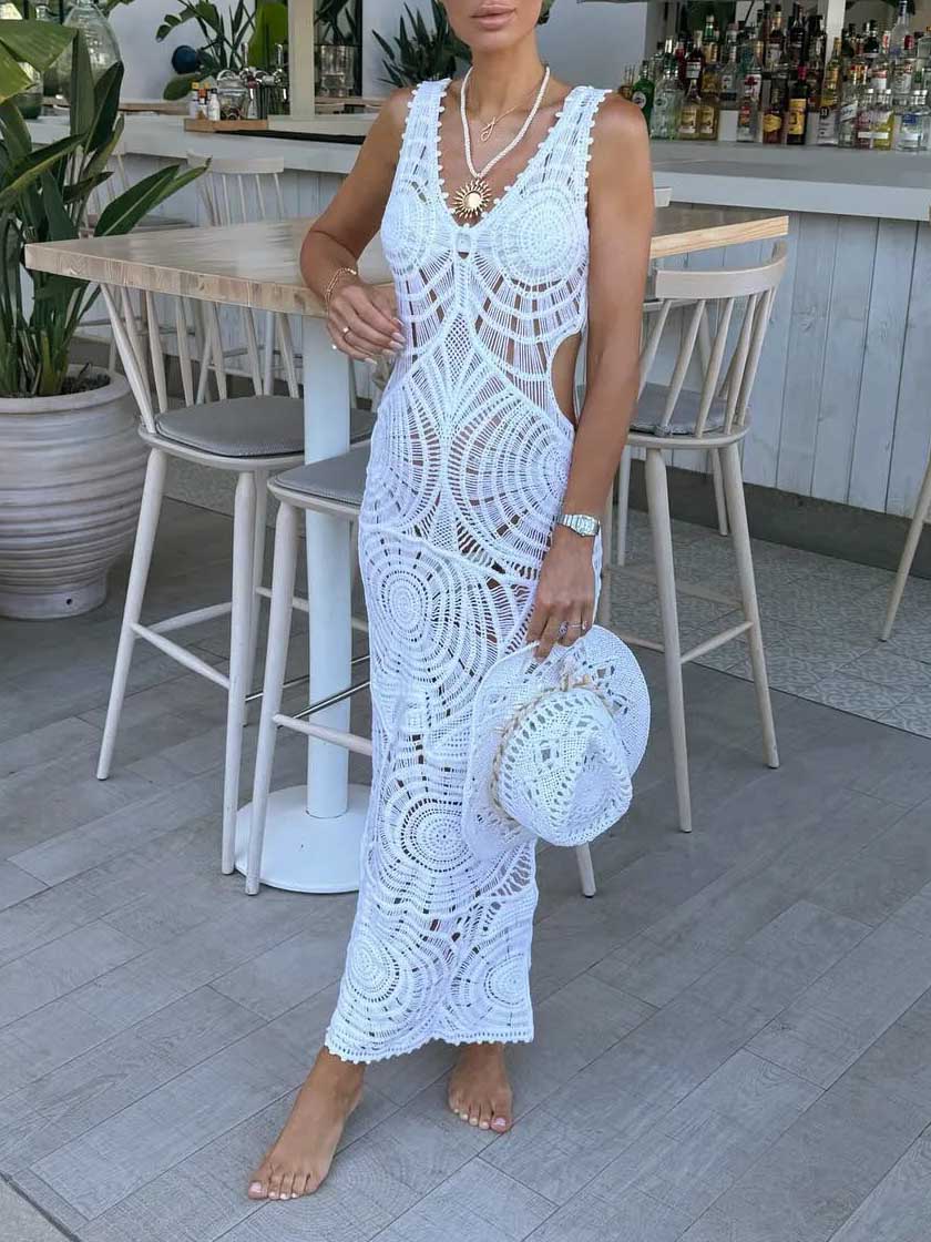 Robe mi-longue ajustée sexy col V