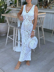 Robe mi-longue ajustée sexy col V