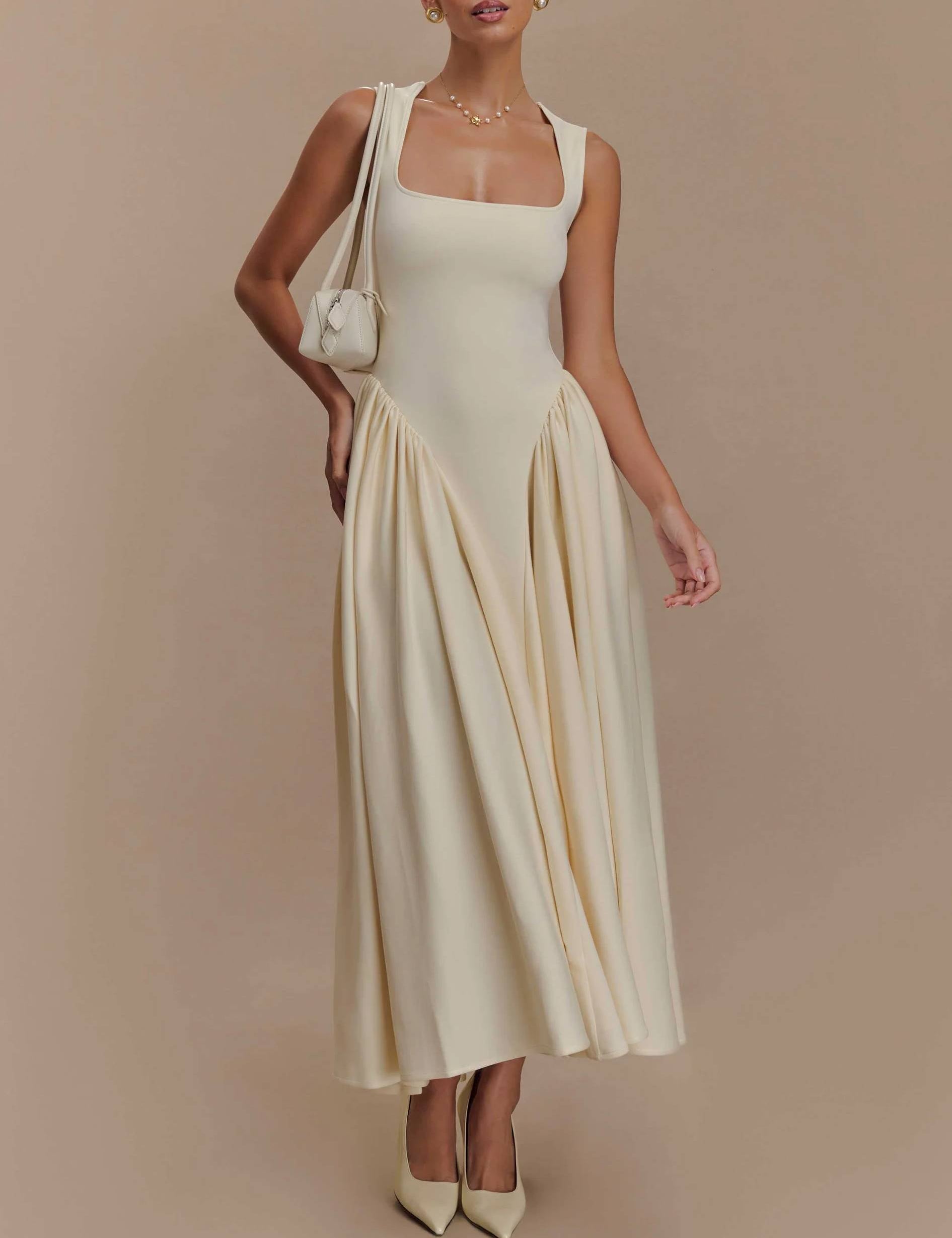 Robe Minimalist rétro col carré