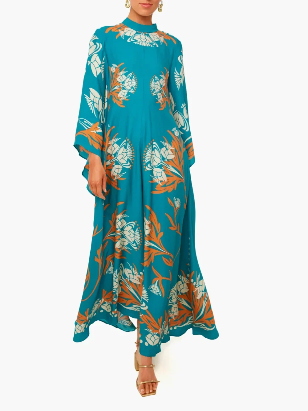 Robe longue vintage spectaculaire imprimé